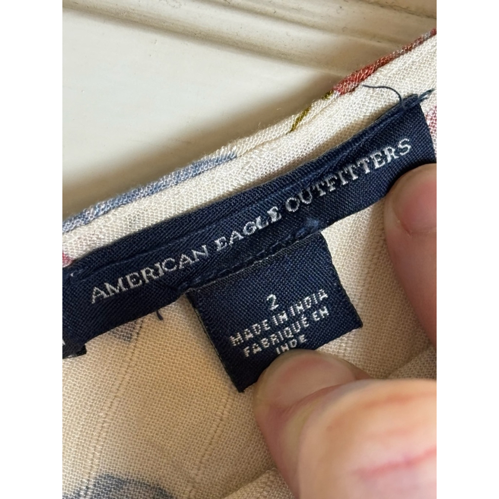 American Eagle Outfitters Women's Size 2 Ivory Floral V-Neck Adjustable Jumpsuit - Picture 13 of 16